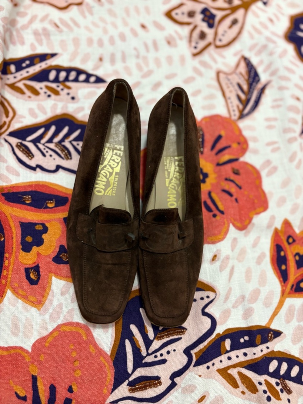 Salvatore Ferragamo Dark Brown Suede Penny Loafers Pre-Owned Flawed